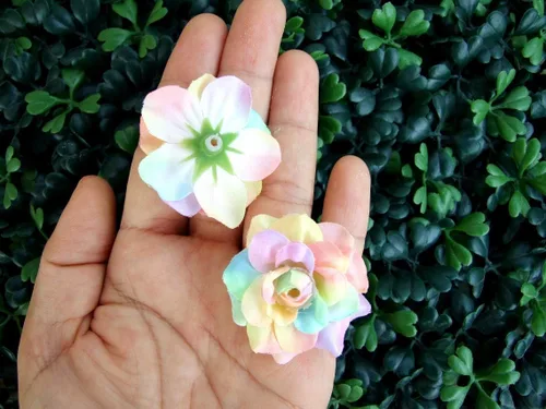 Vista 4 de (24) Cabeza de flores artificiales de seda arcoíris tonos pastel rosas – 1.75 pulgadas – Cabeza de flores artificiales, suministros florales