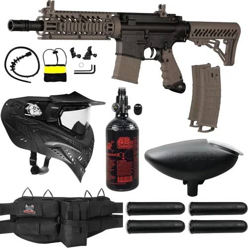 Vista 9 de Maddog Tippmann TMC MAGFED Paintball Gun Marker & Accessory Starter Packages Marker, 48ci/3000psi Compressed Air Tank, Mask, Hopper, Pods, Harness