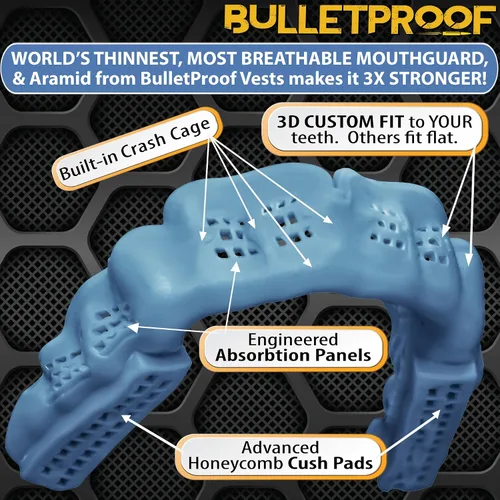 Vista 5 de Bulletproof: ¡El protector bucal más delgado y transpirable del mundo es 3 veces más fuerte! Protector bucal para lucha libre, fútbol, baloncesto