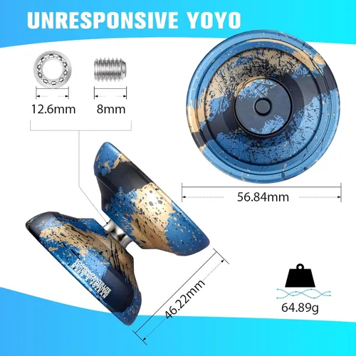 Vista 5 de TK2 Yoyo profesional de metal para niños de 8 a 12 años y adultos, Yoyo que no responde para principiantes avanzados y juegos profesionales, 10