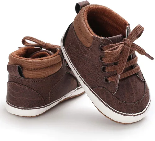 Vista 3 de BENHERO Baby Girls Boys PU Leather Shoes Toddler Infant First Walker Soft Sole High-Top Ankle Sneakers Newborn Crib Shoes