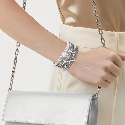 Vista 2 de Long tiantian Pulseras de cuero para mujer, pulseras apilables
