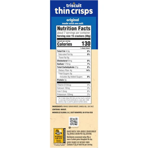 Vista 19 de Triscuit Galletas de Trigo Integral Finas y Crujientes Originales, Snacks Veganos, Galletas para Snacks al Por Mayor, Paquete de 6 Cajas de 7.1