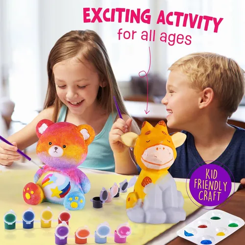 Vista 3 de Kit de lámpara para pintar tu propio oso, suministros de arte, kit de pintura de oso para niños de 6 a 12 años, artes y manualidades para niños de 8