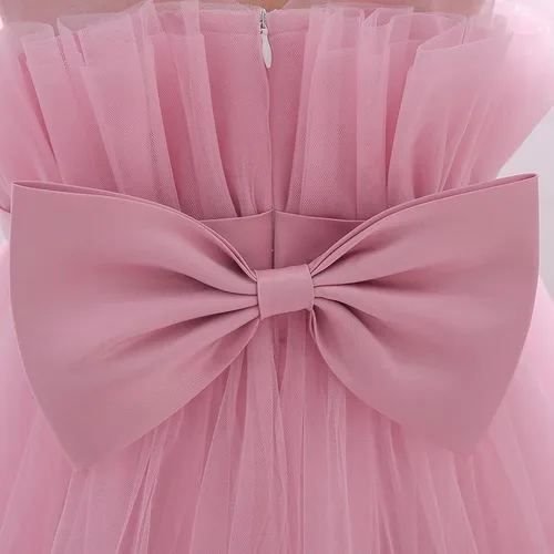 Vista 7 de Miipat Vestido de niña de flores para bebé, boda, fiesta, tul, princesa, vestido de baile, vestido formal con lazo para la cabeza