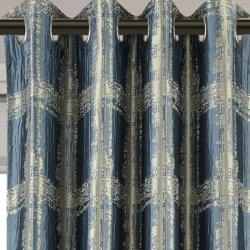 Vista 2 de Royal Bedding Studio - Paneles de cortina de ventana con textura jacquard abstracto con ojales superiores, juego de 2 paneles, 52 x 63 pulgadas cada
