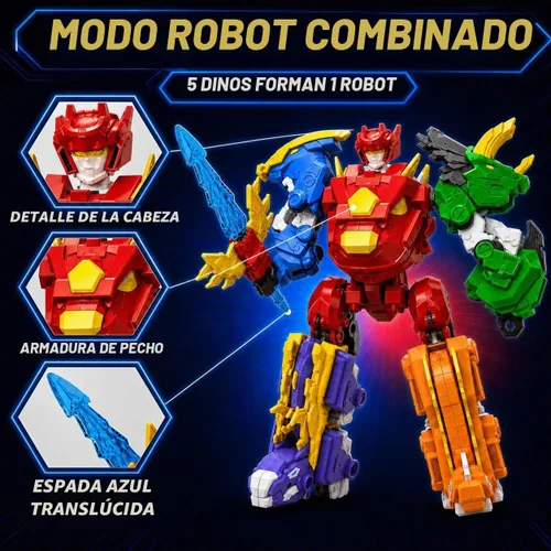 Vista 7 de Juego de juguetes de dinosaurio robot 5 en 1: gran kit de robot transformable para desmontar con 5 figuras de acción de dinosaurio - juguetes