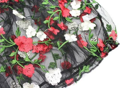 Vista 5 de RARITYUS Mujeres Sexy Floral Bordado Mesh T-Shirt Tulle Manga Corta Ver a través de Crop Tops