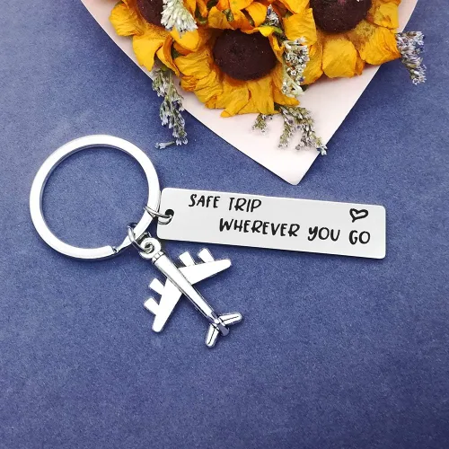 Vista 3 de Llavero de viaje con diseño de avión para avión con moscas seguras, regalo de aviación, regalo de graduación, regalo de cumpleaños, Navidad