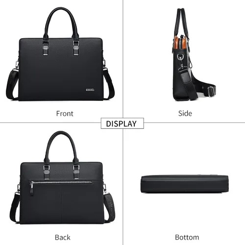 Vista 3 de FSD.WG Bolso de negocios Cartera de cuero Bolso de hombro para portátil Bolso de negocios para hombres
