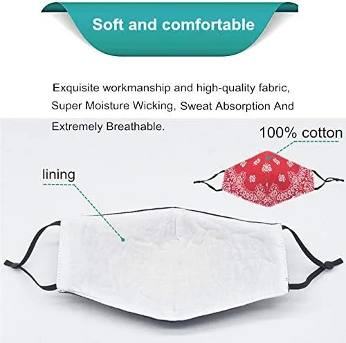 Vista 2 de Bandana de la cubierta de la cara, máscara de tela de algodón suave media cara protectora, pasamontañas de cachemira unisex de moda, Balaclava