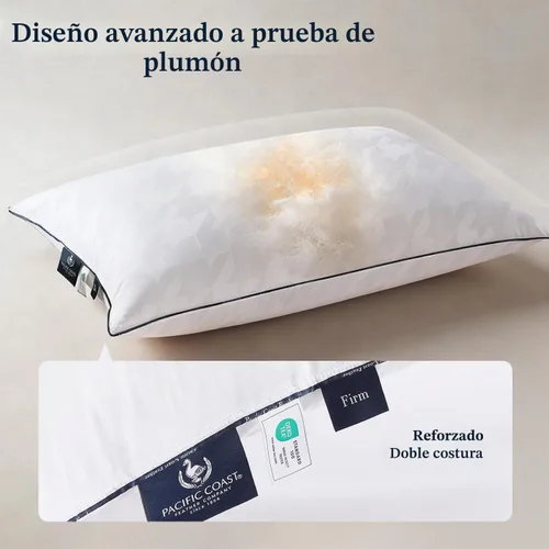 Vista 7 de Pacific Coast Almohada de cama de lujo, colección de hotel, almohada de plumón de ganso blanco para dormir, 650 de potencia de relleno, 450 hilos