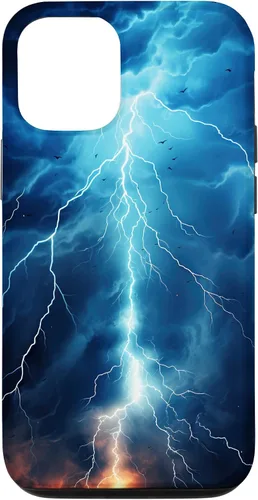 Vista 27 de iPhone 13 Pro Max Cool Blue Lightning Bolt Storm Funda de arte gráfico Wild Nature Sky