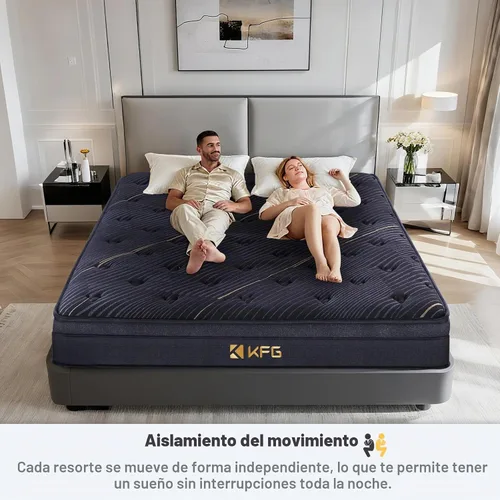 Vista 5 de KFG Colchón de tamaño matrimonial de 10 pulgadas, con espuma viscoelástica y bobinas de bolsillo envueltas individualmente para apoyo, comodidad 10
