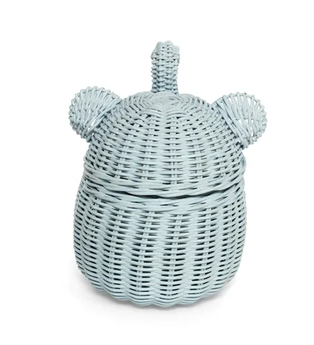 Vista 5 de G6 COLLECTION Cesta de almacenamiento de ratán con tapa, contenedor decorativo para decoración del hogar, organizador de estantes tejido a mano