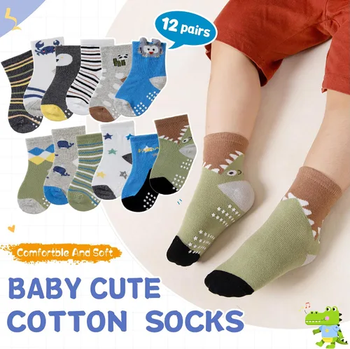 Vista 3 de DoSmart 12 pares de calcetines de algodón transpirable con dibujos animados para bebés y niños pequeños