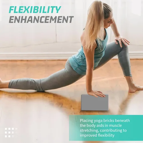 Vista 5 de Bloques de yoga Bloque de espuma de apoyo sin látex con bordes biselados, bloques de ejercicio antideslizantes para pilates, meditación
