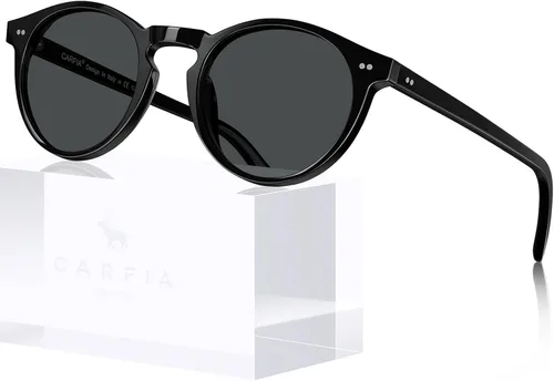 Vista 9 de CARFIA Gafas de sol redondas de acetato para hombre, polarizadas, protección UV, gafas de sol clásicas retro CA5289L