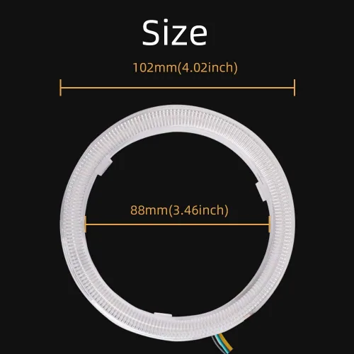 Vista 4 de Grandview 100MM Multicolor RGB LED Halo Anillos Luz COB 102SMD Teléfono Inteligente iOS Android App Control Bluetooth Car Angel Eyes Anillo Círculo