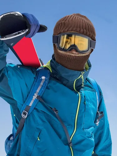 Vista 6 de 2 máscaras faciales de invierno para esquí, pasamontañas de punto cálido para hombres y mujeres, forro polar resistente al viento para deportes al