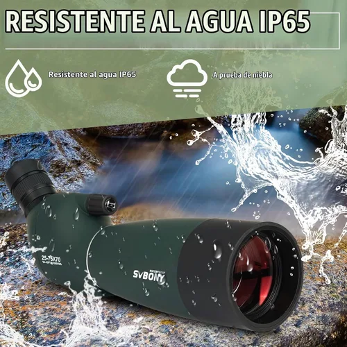Vista 5 de SVBONY SV28 Plus telescopios de detección con trípode, telescopio de observador en ángulo de 25-75x70 con adaptador de teléfono, telescopio