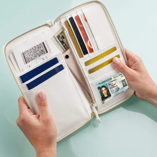 Vista 7 de Organizador de documentos de viaje - Funda RFID para pasaporte, cartera con soporte para la familia