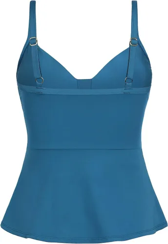 Vista 5 de Hilor Tankini envolvente para mujer, con control de abdomen, fruncido, con cuello en V, para nadar