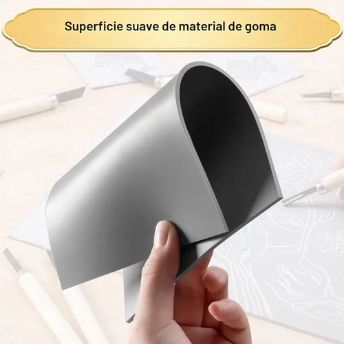 Vista 3 de Paquete de 4 bloques de linóleo para grabado, hojas de goma de 8 x 10 pulgadas Goma suave, fácil de tallar, para sellos, tarjetas, impresiones