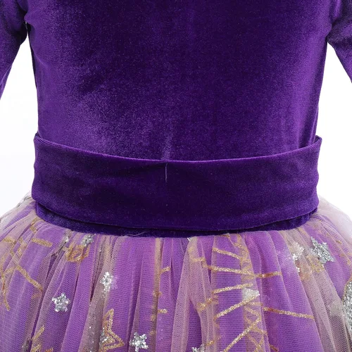 Vista 4 de Vestido de terciopelo de invierno para niñas, vestido de fiesta de Navidad, vestido de baile de manga larga, vestidos de noche de boda para niños