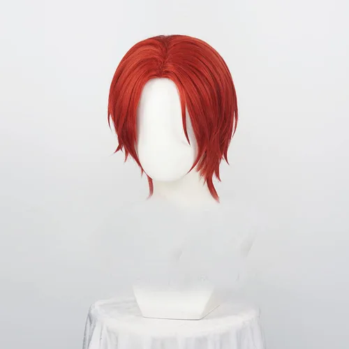 Vista 4 de Shanks - Peluca corta de anime roja para fiesta de Halloween