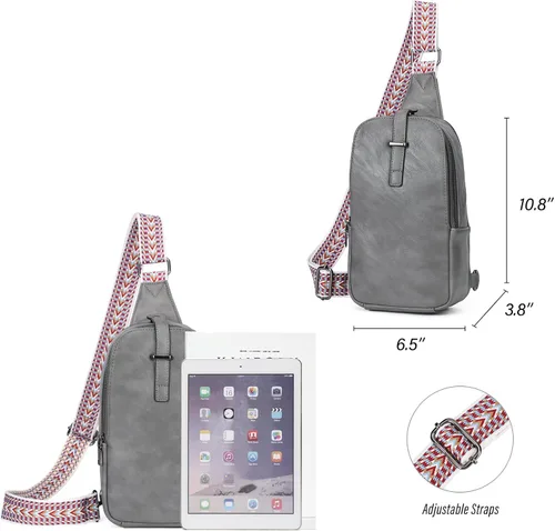Vista 3 de KouLi Buir Bolso bandolera pequeño para mujeres y hombres, cangurera de piel sintética, bolsa cruzada con correa de guitarra