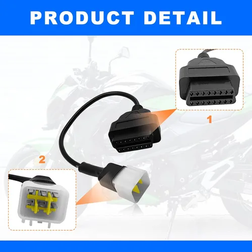 Vista 3 de Adaptador de diagnóstico OBD OBD2 de 6 pines, motocicleta Delphi, conector de cable de herramienta de diagnóstico OBD compatible con Z900RS / Z800