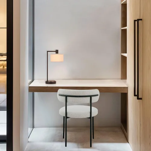 Vista 3 de XiNBEi Lighting XB-TL1230-DB - Lámpara de mesa con pantalla de tela, moderna lámpara de hierro con acabado de bronce oscuro para dormitorio, sala