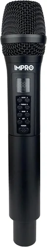 Vista 2 de ImPro UHF-88II Micrófonos inalámbricos UHF profesionales (negro) con potenciador vocal (triple, bajo, eco, control de volumen)