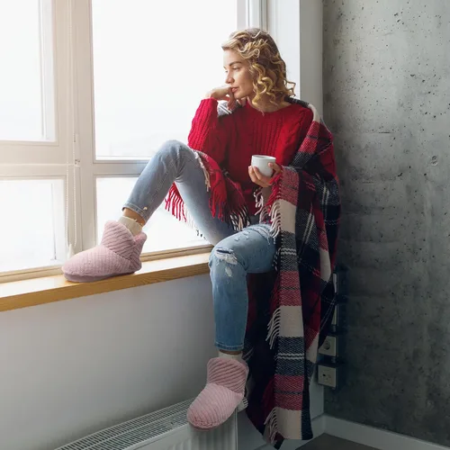 Vista 7 de HOMEHOT Pantuflas de invierno para mujer, cálidas, cómodas, suaves, forro de piel sintética, con forro polar