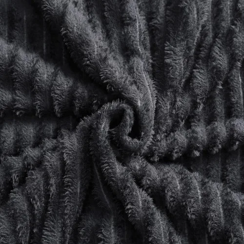 Vista 2 de NTBAY Manta de franela de felpa para bebé, manta suave y cálida para niños pequeños con textura a rayas para cochecito, cuna, viajes, 30 x 40 Negro