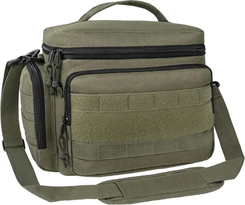 Vista 10 de opux Lonchera táctica para hombres, bolsa de almuerzo aislada negra para hombres adultos, enfriador de almuerzo suave a prueba de fugas