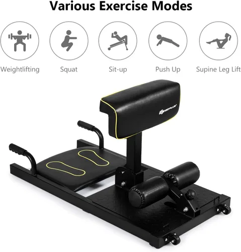 Vista 7 de Goplus Máquina de sentadillas profundas, 8 en 1 Sissy Squat Fitness Equipo funcional de entrenamiento de entrenamiento para sentarse y empujar hacia