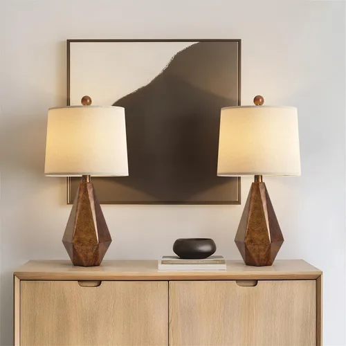 Vista 20 de PoKat Juego de 2 lámparas de mesa de 20.25 pulgadas, lámpara de noche para mesita de noche, lámparas pequeñas de granja para dormitorio, lámparas