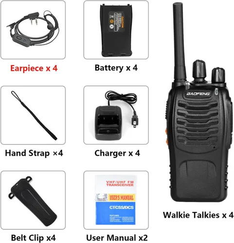 Vista 7 de BAOFENG Walkie Talkies para adultos 888S - Radios bidireccionales recargables de largo alcance con auriculares, radio FRS portátil de mano