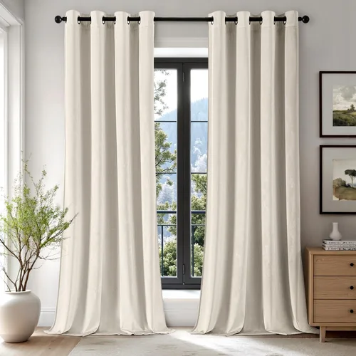 Vista 43 de EMEMA Cortinas de terciopelo negro, 2 paneles de 40 x 63 pulgadas de largo, bolsillo trasero para barra