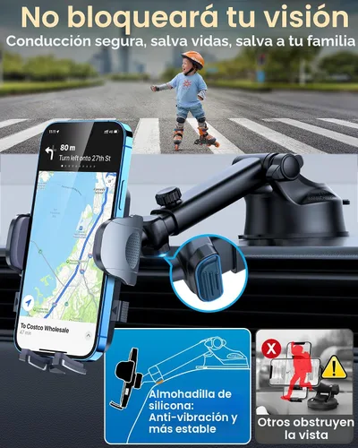 Vista 2 de HTU 【98 + libras de succión más fuerte y grado militar】 Soporte de teléfono para automóvil 【Patente y certezas de seguridad】 Soporte para teléfono