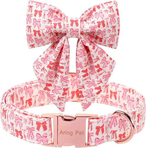 Vista 30 de ARING PET Collar de perro con corbatín, collares de terciopelo para perros con corbatín extraíble, collar de lazo ajustable para perros hembras