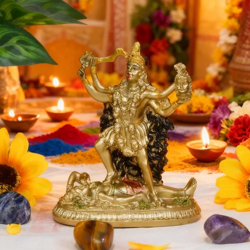 Vista 3 de BangBangDa Escultura de estatua de la diosa hindú Kali, ídolo antiguo decorativo de dios indio, figura de la diosa india del tiempo y la muerte