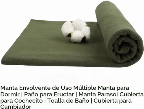 Vista 2 de PESAAT Conjunto de gorro de algodón para bebé, sombreros para recién nacidos, mantas de recepción para bebés niños y niñas Verde militar