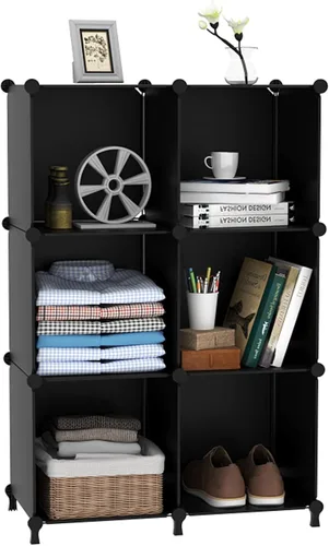 Vista 8 de AWTATOS Organizador de Almacenamiento en Cubos, Estantes de Cubos de Almacenamiento Estantería, 6 Cubos Organizadores de Closet y Almacenamiento