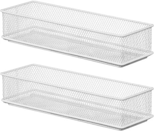 Vista 15 de YBM HOME Organizador de cajones de malla blanca para cajones y estantes, soporte para suministros escolares, cesta organizadora de escritorio