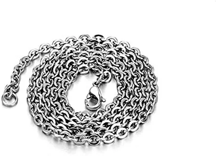 Vista 6 de Collar con colgante de acero inoxidable plateado mate de 1.181in con cadena de 21.7in