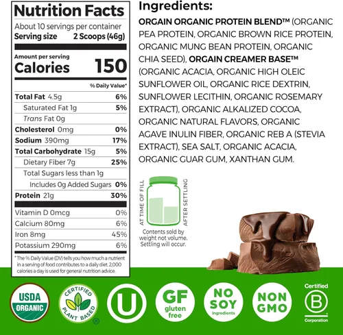 Vista 2 de Orgain polvo protéico orgánico a base de plantas, 3 Sabores, varios tamaños