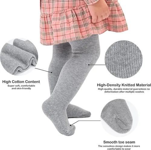 Vista 3 de Stelle Medias de bebé para niña, mallas de punto sin costuras, medias de algodón para bebés
